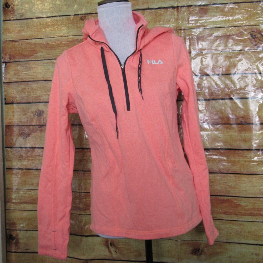 Fila Sport orange half-zip hoodie sweatshirt